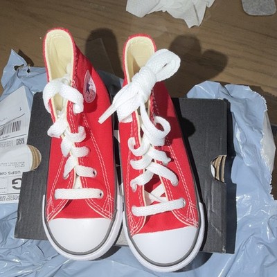 Converse All Star Red High Top Canvas Sneakers Unisex Kids US 8 New