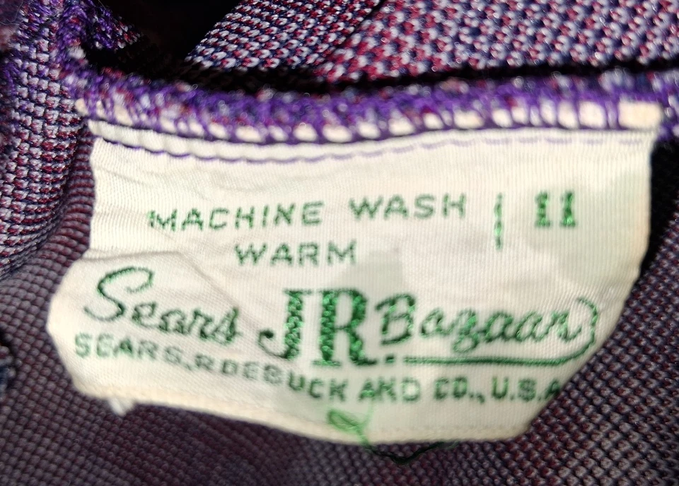 Vtg 1970s Sears J. R. Bazaar Bell Bottom Pants Geometric Print Red White Navy - Image 2 of 4