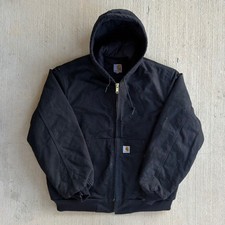 Carhartt J140 black hooded work wear jacket Large