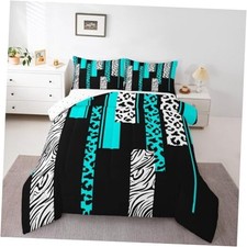 Leopard Zebra Comforter Set Size Kids Cheetah Teal White Black Queen Multi 35