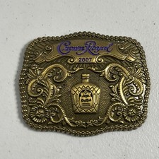 Crown Royal Canadian Whisky Promo Belt Buckle Western Scroll Large 2007 Brass