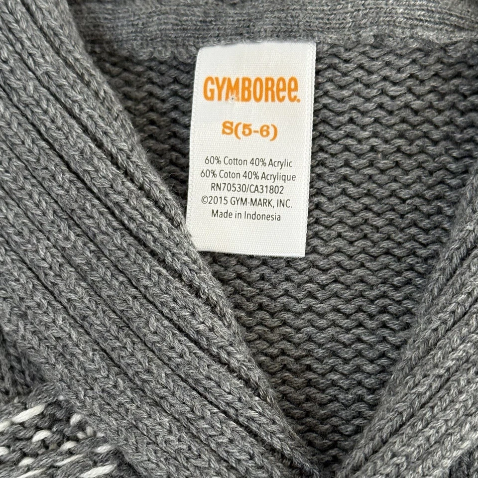 Gymboree Size S 5/6 Gray White Fair Isle Button Up Cardigan Sweater Grandpa Warm - Image 3 of 4