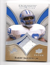 2009 Exquisite Patch P-BS Barry Sanders Lions Game-Used 2-Color 24/75