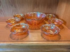Vintage 1920s Jeanette Marigold Carnival Glass Berry Bowl Set of 7