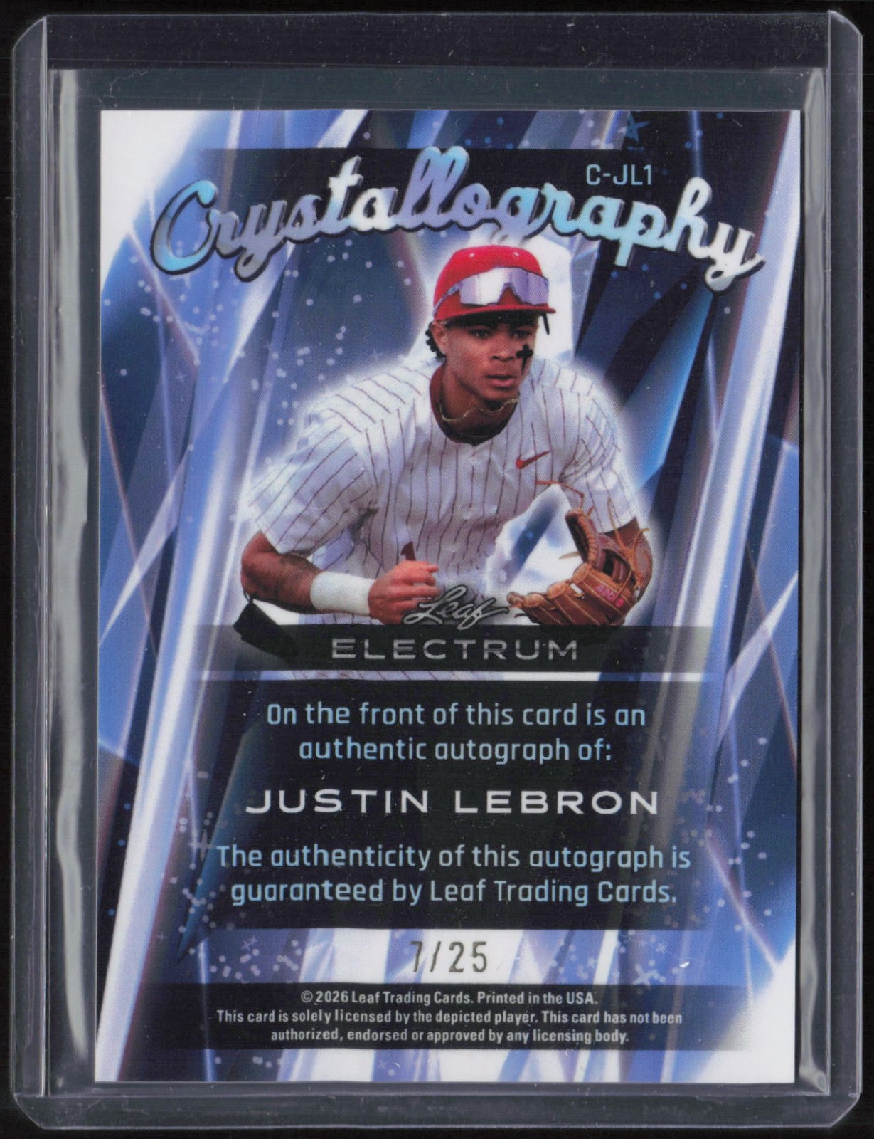 2026 Leaf Electrum Crystallography Bronze Foil Justin Lebron 7/25 Auto Autograph view 2