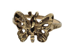 14K Solid Yellow Gold Diamond Cut 2 Grams Shine Butterfly Band Ring. Size 5.5