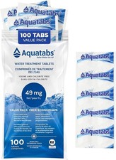 Aquatabs 49mg Water Purification Tablets 100 Pack 1L Emergency NSF 60 CA
