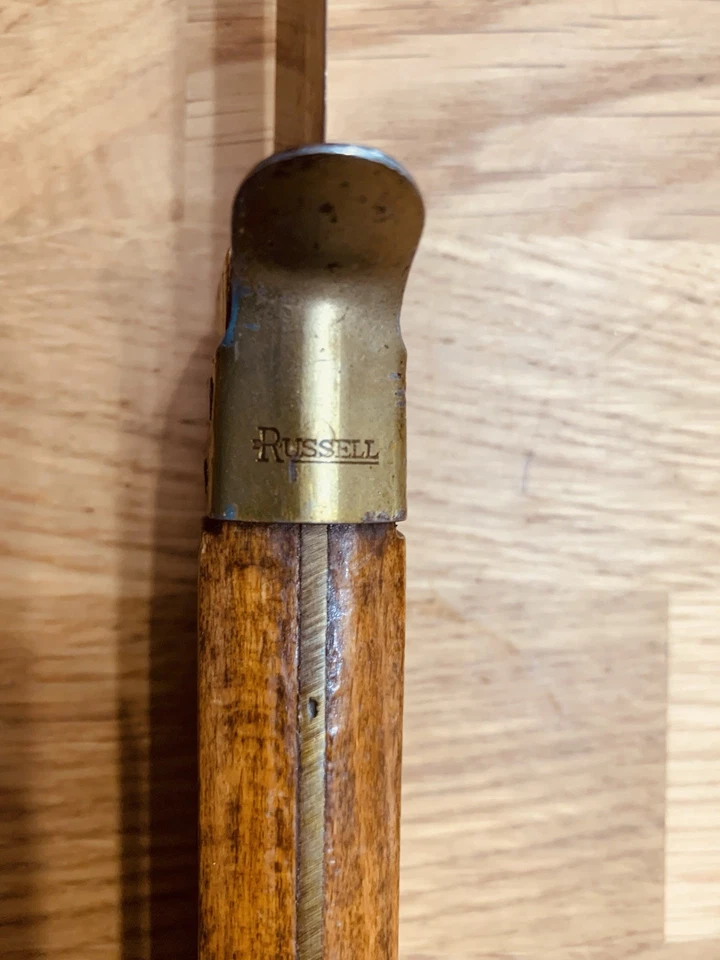 Cuchillo brillante de carnicero vintage John Russell Green River Works 17 1/2 longitud completa Foto 4 de 4