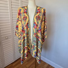 Umgee Yellow Floral Boho Kimono Cardigan Duster XL/1XL Resort Vacation Festival