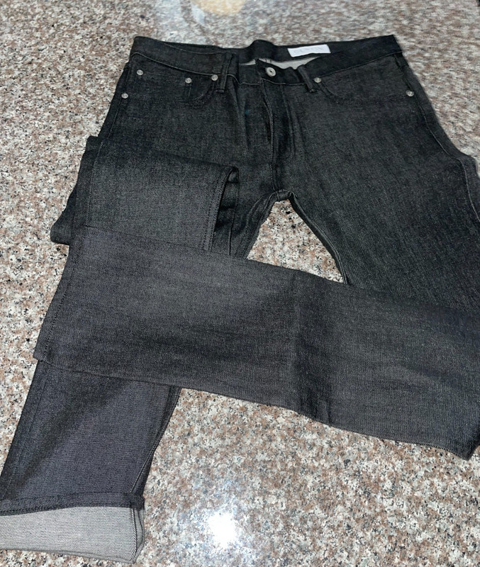 NWOT! Gustin Jeans Men's Skinny Fit Black Denim Selvedge Button Fly Size 34 x 38