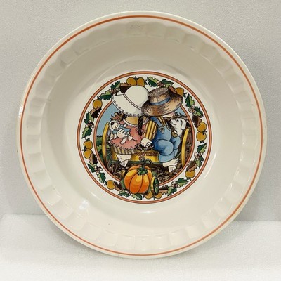 Watkins 1989 Country Kids Recipe Pie Plate Autumn Pumpkin Pie Vintage