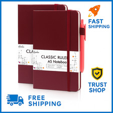 3 Pack A5 Hardcover Notebooks with 3 Pens 120GSM Lined Journals Wine