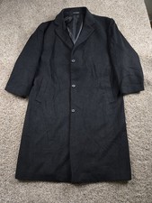 Lauren Ralph Lauren Overcoat Mens 46L Wool Cashmere Blend Gray Herringbone READ 