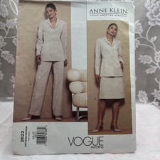 Vogue Anne Klein American Designer Sewing Pattern 2622 Sizes 6-8-10 Uncut FF Y2K