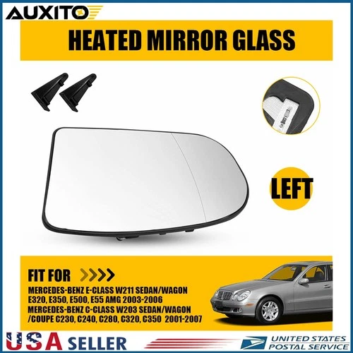 Fit Mercedes E320 E350 Sedan Wagon 2003-2006 LH Driver Side Heated Mirror Glass