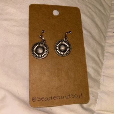 Seader And Soil Sunflower Silver Earrings