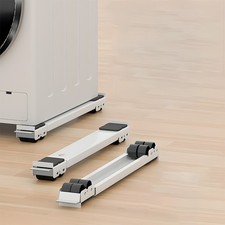 2X Extendable Washing Machine Rollers Moving Trolley Stand with Brakes & Pry Bar
