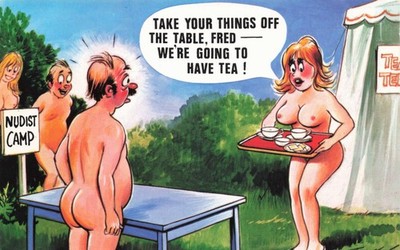 Vintage Bamforth Comic Postcard Cheeky Camp Humor - Tea Table Scene