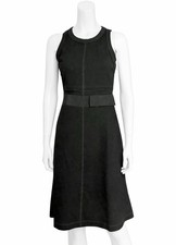 Prada Black A-Line Dress Sleeveless Belt Bow IT 40 US 6 Womens Designer