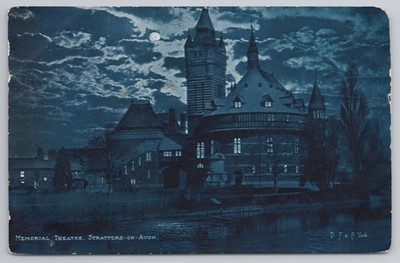 Stratford-on-Avon Memorial Theatre Moonlight um 1905 ungeteilte Rückseite D.F.&Co