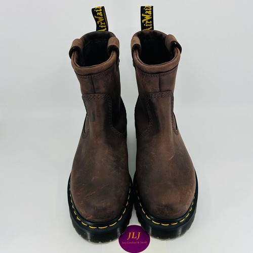 Bottes motardes femme Dr. Martens Anistone Lo marron foncé cuir ciré pointure 9 - Photo 3/11