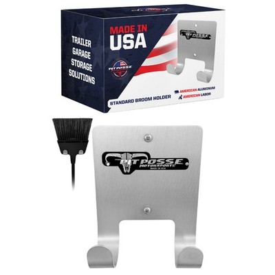 Pit Posse Aluminum Broom Wall Holder Trailer Garage Storage Organizer (Silver)
