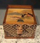 Vintage Wooden Mechanical Cigarette Dispenser Box Inlay Japan