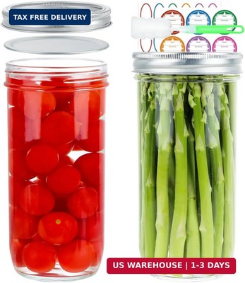 CARBLIN Wide Mouth Mason Jars 24 oz, 2 Pack 720ml Glass Canning Jars with Airtig