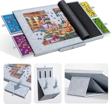 Jigsaw Puzzle Table with Integrated Adjustable Stand/Bracket, 3-Tilting-Angle Su