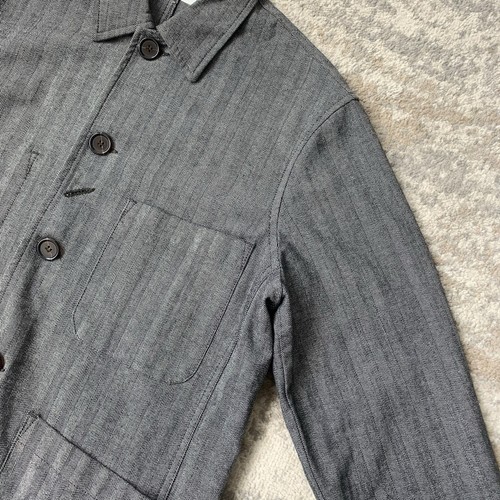 Universal Works Summer Herringbone Striped Chore Field Bakers Grey Jacket Medium - Picture 6 of 9