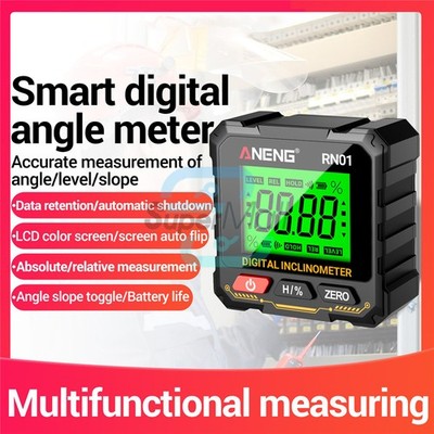 ANENG Digital Angle Finder Magnetic Protractor Level Box Inclinometer Tool 360°