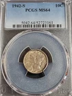 1942 S Mercury Silver Dime PCGS Graded MS 64 Uncirculated Toned Free Shipping
