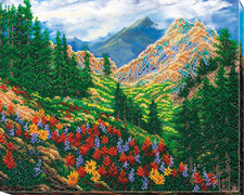 Bead Embroidery Kit "Mountain landscape" Stitching Handmade Beadwork