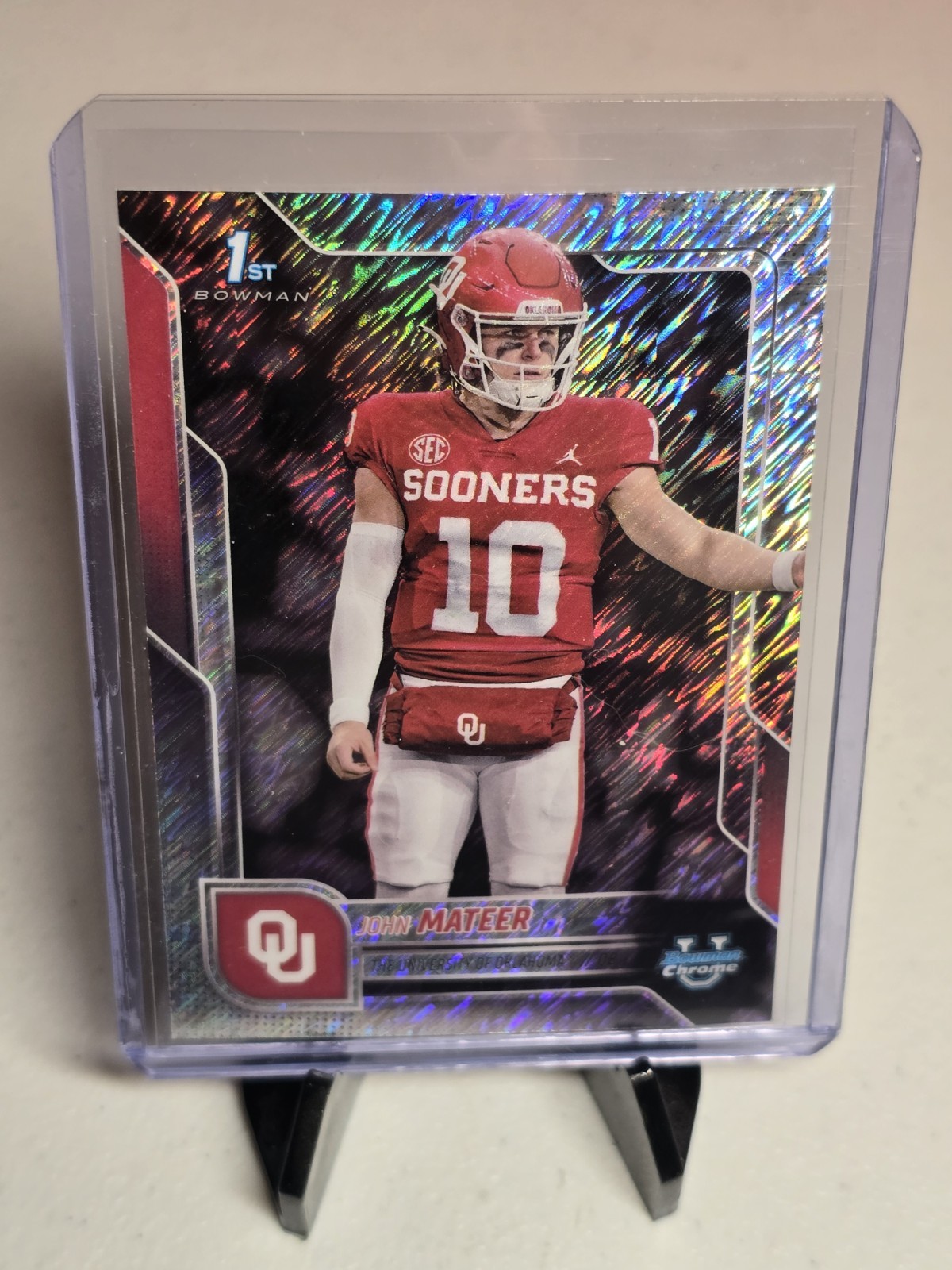 2025 Bowman Chrome U John Mateer 1st Bowman Shimmer Refractor #1 Oklahoma