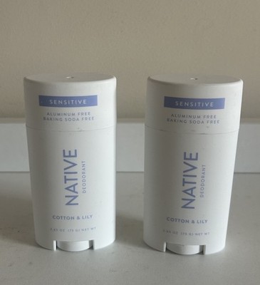 2X Native Sensitive Deodorant Stick Cotton & Lily 2 Pack Aluminum-Free 2.65 oz