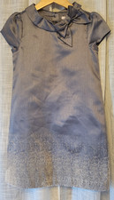 Janie  Jack Silver Flocked Dress size 6 sparkle big bow formal holiday party