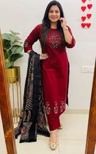 Indian Stylish Ethnic Straight Kurti Pant Dupatta Set