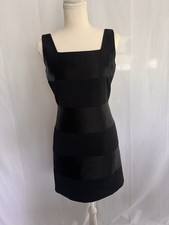 Vintage 90s Laundry By Shelly Segal Little Black Dress Size 6 Satin Stripes