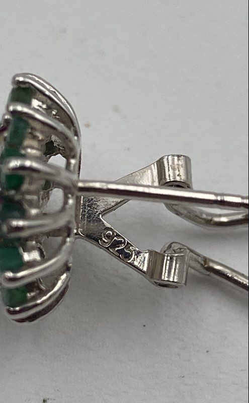 925 Sterling Silver Emerald And Ruby Stud Earring… - image 5