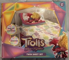NEW DreamWorks Trolls: Band Together 3 Piece Twin Sheet Set