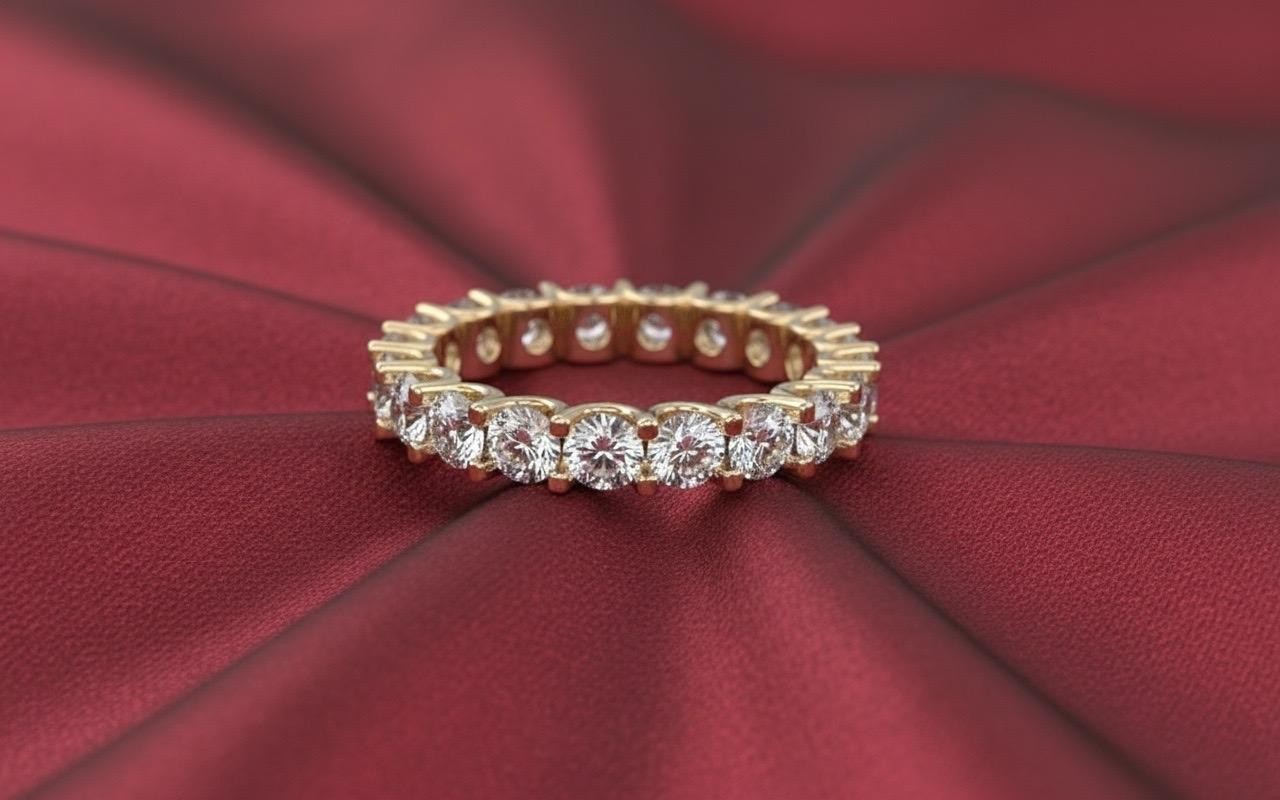 14k Solid Gold Diamond Eternity Band,  Lab Grown Diamond Eternity Wedding Ring