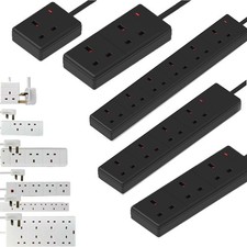 Mains Extension Lead Cable Electric UK Power Plug Socket 1/2/3/4/6 Gang Way Home