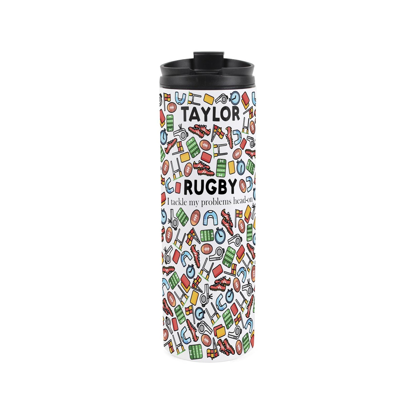 Novelty Rugby Travel Flask - Personalised Drinkware Gift for Sports Fans