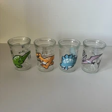 Complete set of 4 Vintage Welch’s Jelly Jar Dinosaur Glasses - 6 oz. 1988