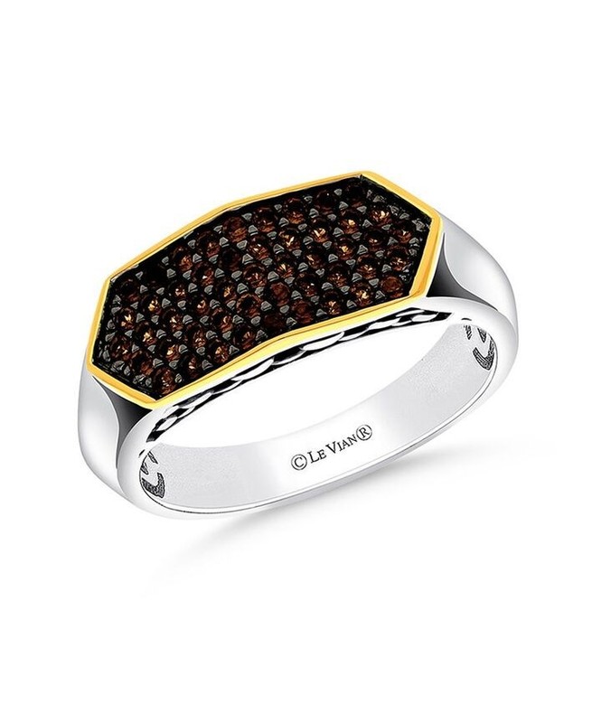 LeVian 14K Yellow Gold Sterling Silver Smoky Quartz Band Ring Jewelry for Women