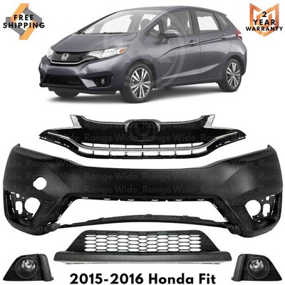 Front Bumper Cover Fascia & Grille Assembly Kit For 2015-2016 Honda Fit