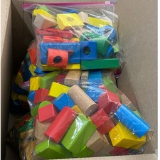 Wood Blocks Lot 17 lbs Vintage Modern Natural Colored Building Alphabet Kids