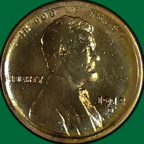 1912-S Lincoln Wheat Cent Very Good VG Coin, Harshly Cleaned #34374