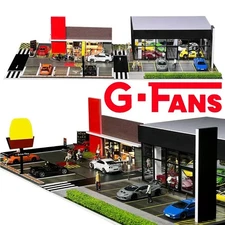 Diorama 1/64 Car Garage Model LED Lighting City Street View Scene Building Model