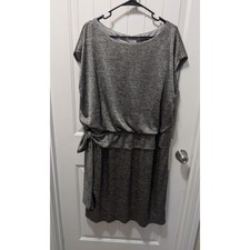 Jessica Howard Bow Tie Waist Dress Plus 20W Black Silver Shimmer Casual Cocktail